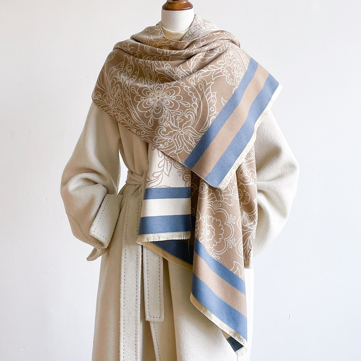 Cashmere Pashmina Wrap - Warm Imitation Cashmere Scarf Women Fringed